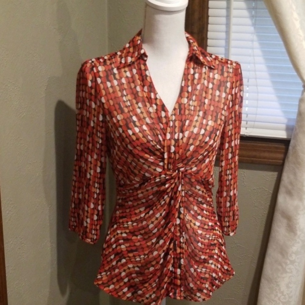 *3/$18* Red patterned chiffon top